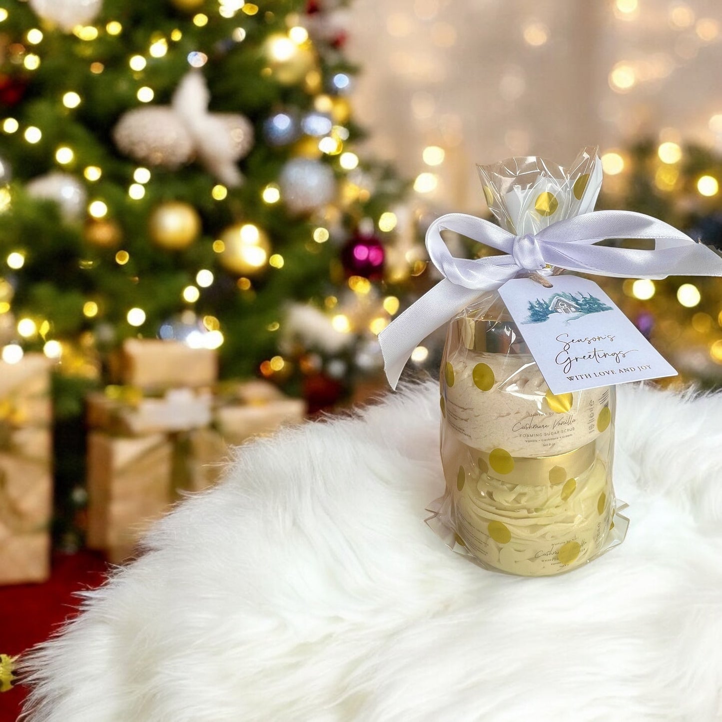 "Cashmere Vanilla" Body Butter + Sugar Scrub Tower